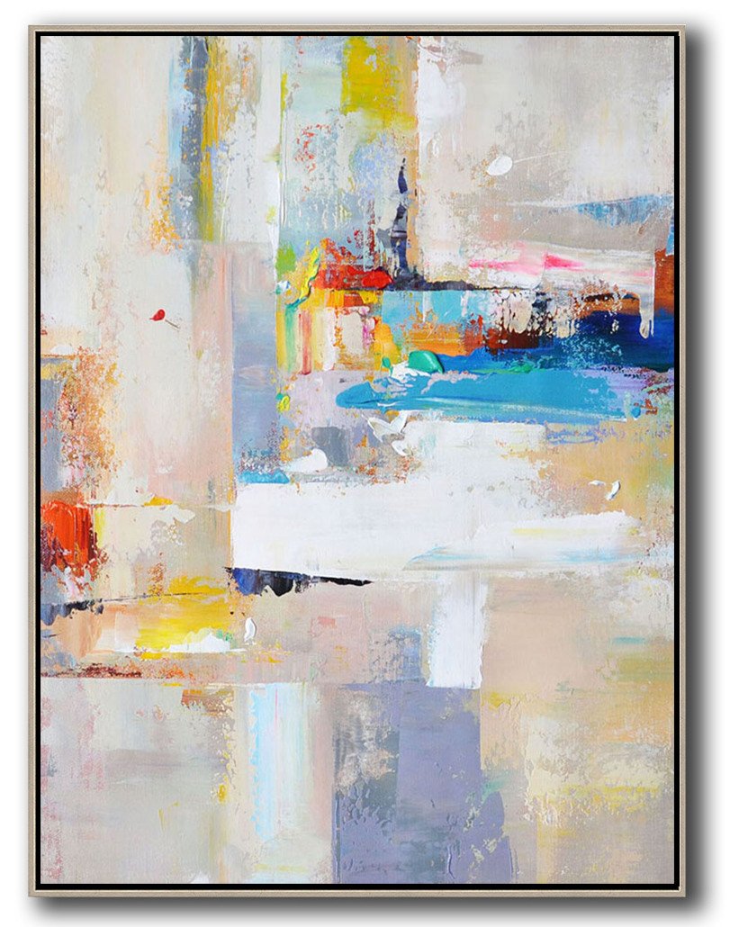 Vertical Palette Knife Contemporary Art #L3B - Mixed Media Art Large